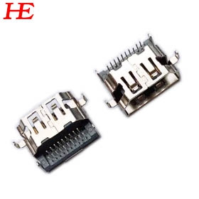 HDMI A/F 19P 正向沉板2.43mm 黑LCP 不銹鋼鍍鎳