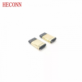 USB TYPE CM夾板0.8拉伸款 黑LCP 外殼不銹鋼鍍金 端子鍍金2u