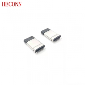 USB TYPE CM夾板0.8拉伸款 黑LCP外殼不銹鍍鎳端子鍍金2u