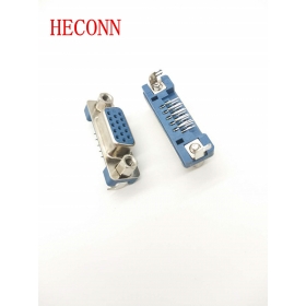 SLIM VGA 15P 正向沉板長(zhǎng)體 藍(lán)PA66鐵殼鍍鎳 端子鍍金