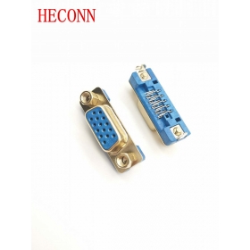 SLIM VGA 15P 正向沉板長(zhǎng)體 藍(lán)LCP 鐵殼鍍金 端子鍍金 鎖4.8鎖絲